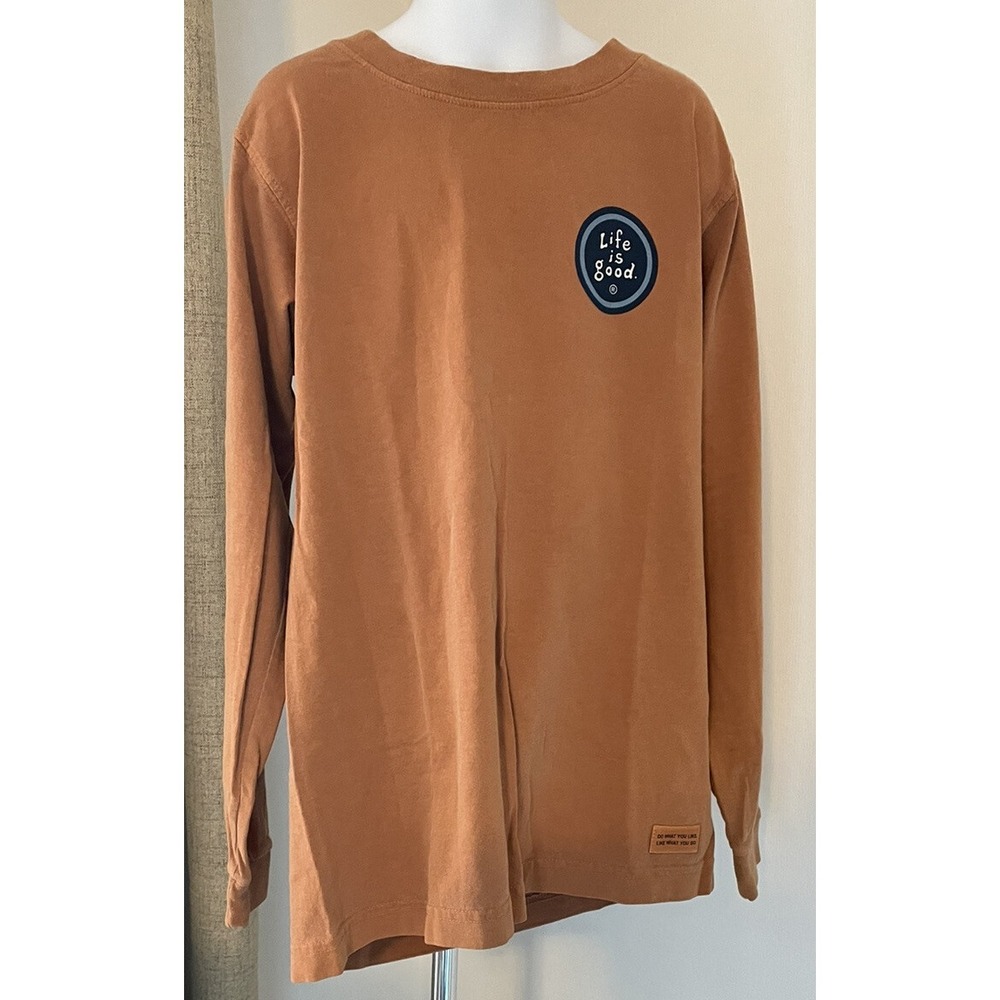 Life is good Boys long sleeve shirt Dog Brown Saucer Hot Dog NWT boys Size M‎ 10